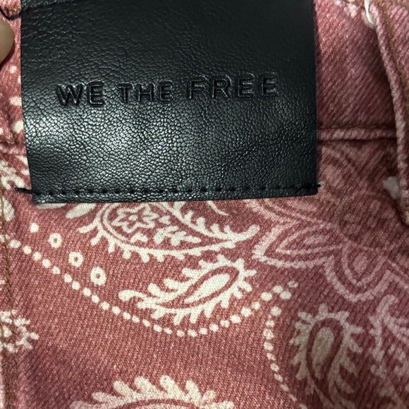 Free People We the Free Good Luck Barrel Bandana Jeans Size 33 - Picture 6 of 7